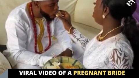 Viral video of a pregnant bride kneeling to feed her groom at their wedding ceremony