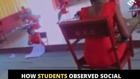 How students observed social distancing during an examination in Anambra state