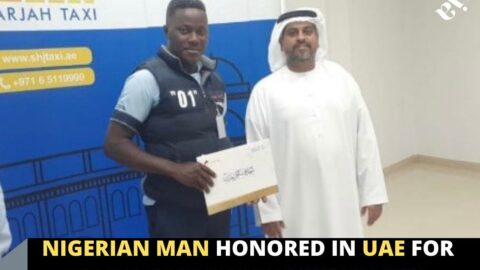 Nigerian man honored in UAE for returning about N12million forgotten in his cab .