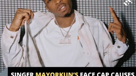 Singer Mayorkun’s face cap causes commotion at an event