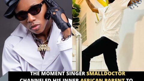The moment Singer Smalldoctor channeled his inner African parent to cover up his colleague, Portable, at an event in Agege, Lagos