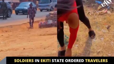 Soldiers in Ekiti State ordered travelers to clean the environment after a traveler littered it