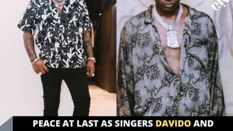 Peace at last as singers Davido and Wizkid give each other a warm hug at a nightclub in Lagos