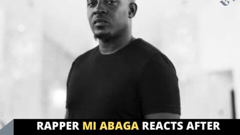 Rapper MI Abaga reacts after spotting a dilapidated bus in Lagos