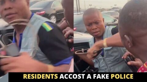 Residents accost a fake police officer who tried to extort them in Lagos