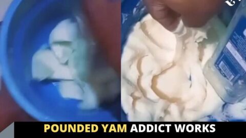 Pounded yam addict works magic with a bottle in Osogbo, Osun State