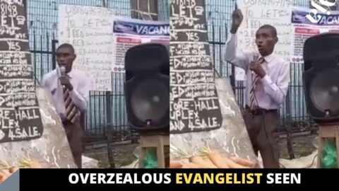 Overzealous evangelist seen preaching the word in Port Harcourt, Rivers State