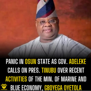 Panic in Osun state as Gov. Adeleke calls on Pres. Tinubu over recent activities of the Min. of Marine and Blue Economy, Gboyega Oyetola