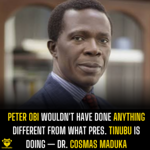 Peter Obi wouldn't have done anything different from what Pres. Tinubu is doing — Dr. Cosmas Maduka