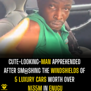 Cute-looking-Man apprehended after sm@shing the windshields of 5 luxury cars worth over N135M in Enugu