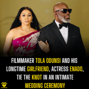 Filmmaker Tola Odunsi and his longtime girlfriend, actress Enado, tie the knot in an intimate wedding ceremony