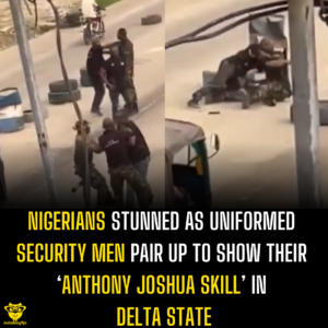 Nigerians Stunned as Uniformed Security Men Pair Up to Show Their ‘Anthony Joshua Skill’ in Delta State