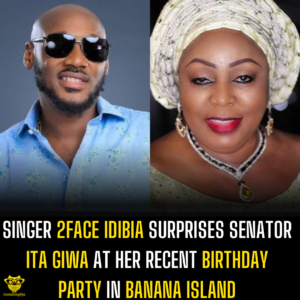 Singer 2Face Idibia surprises Senator Ita Giwa at her recent birthday party in Banana Island