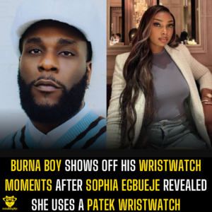 Burna Boy shows off his wrist watch moments after Sophia Egbueje revealed she uses a Patek wristwatch