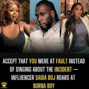 Accept that you were at fault instead of singing about the incident — Influencer Saida Boj roars at Burna Boy