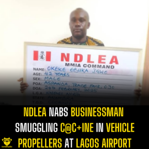 NDLEA Nabs Businessman Smuggling C@c+ine in Vehicle Propellers at Lagos Airport