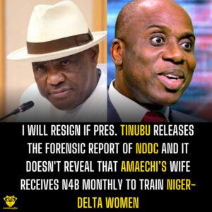 I will resign if Pres. Tinubu releases the forensic report of NDDC and it doesn't reveal that Amaechi’s wife receives N4B monthly to train Niger-Delta women