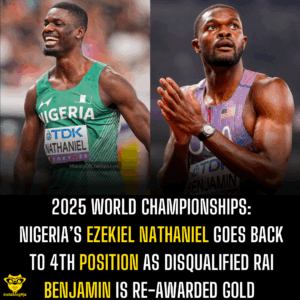 2025 World Championships: Nigeria’s Ezekiel Nathaniel goes back to 4th position as disqualified Rai Benjamin is re-awarded gold